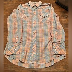 Women's pearl snap Plaid Button-Up western top sz 16 Miller Western